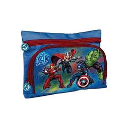 MCM Federmäppchen Avengers mit zwei Taschen, Größe 22 x 6 x 1 cm, für Kindergarten, Hulk Thor Captain America, blau, Federmäppchen von MCM