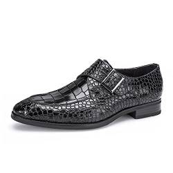 Kleid Oxford Formelle Schuhe for Herren Slip-on Monk Strap brünierte Zehen Krokodilleder Alligator geprägtes echtes Leder Gummisohle rutschfest rutschfest lässig Passend für viele Gelegenheiten ( Colo von MCMUS