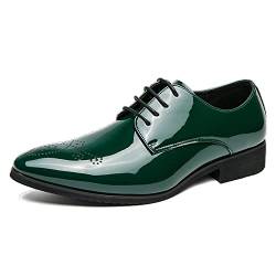 MCMUS Formale Schuhe for Herren Schnürschuhe Brogue Spitzschuh Kunstleder Derby Schuhe rutschfeste Gummisohle rutschfeste Hochzeit Passend für viele Gelegenheiten (Color : Grün, Size : 43 EU) von MCMUS