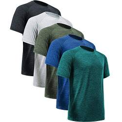 MCPORO Trainings-Shirts für Herren, kurzärmelig, schnelltrocknend, athletisches Fitnessstudio, aktives T-Shirt, Feuchtigkeitstransport - - XX-Large von MCPORO