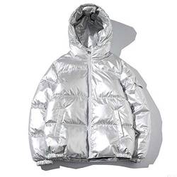 MCSZG Frauen Daunen Baumwolle Winter glänzend Silber/Schwarz/Gold/Blau Plus Size Hooded Parka Outwear Daunen gepolsterte Mäntel weiblich 4XL 5XL von MCSZG