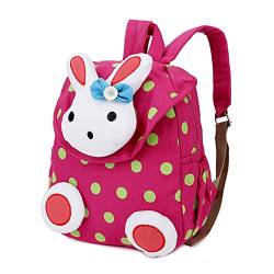 MCUILEE Süß Kaninchen Mini Rucksack Kinder Babyrucksack Kindergartenrucksack Backpack Schultasche Kleinkind Mädchen Jungen,Rose Rot von MCUILEE