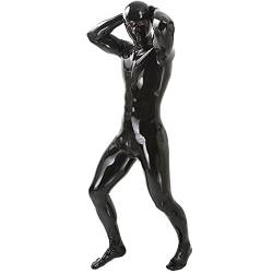 Ganzkörper Erwachsene Latex Catsuit Kapuze für Männer und Frauen Unisex Latex Anzug Zentai Bodysuit,schwarz,XS von MCWJ