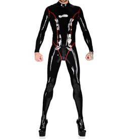 Latex Catsuit mit Body-Line Latex-Gummi-Overalls Sexy Bodysuit Attached Latex Feet Socken,wie es,L von MCWJ