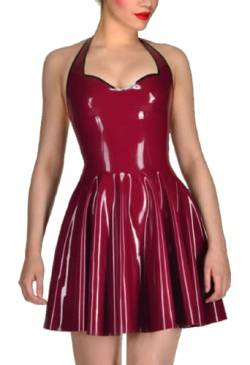 MCWJ Frauen Sexy Neckholder Kleid Latex Dessous Blau Latex Gummi Clubwear Rock Fetisch Minikleid Kostüme,wie es,M von MCWJ