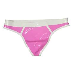 MCWJ Herren-Latex-Slips mit rosa und weißen Borten, männliche Gummihöschen, Tanga-Wäsche, handgefertigt, Rosa und Weiß, XL von MCWJ