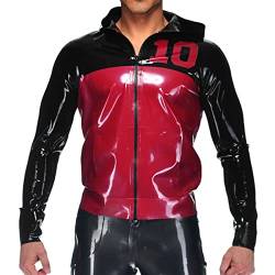 MCWJ Latex-Jacke mit Reißverschlüssen Hoodies Figur trimmt Gummimantel Top-Kleidung, männlich XL von MCWJ