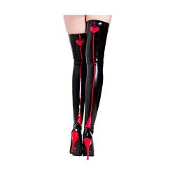 MCWJ Latexstrümpfe 100% Gummi Damen Schwarz und Rot Oberschenkelhoch 0.4mm Größe S-XXL,Weiß,S von MCWJ