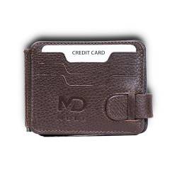 MD MELE Doppelseitige Geldbörse aus echtem Leder, Braun, Minimalistisch, leicht von MD MELE