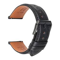 18 19 20mm 21 22 mm 23 24 Leder Uhrenarmband Schwarz Braun Schnellspanner Armband Männer Frauen Smart Uhrenarmband Armband Armband (Color : Black B, Size : 20mm) von MDATT