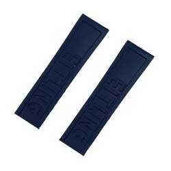 20mm 22mm 24mm schwarz blau rot gelb armband silikongummi uhrband rostfreie schnalle Compatible With navitimer/Avenger/Breitling Strap (Color : Navy blue, Size : MATT BLACK BUCKLE_20MM) von MDATT