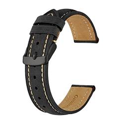 Anbeer 14mm -24mm Uhrenband, Retro Echtes Leder Armband, Vintage Ersatzarmband for Männer Frauen, polierte Schnalle (Color : Gray, Size : 24mm) von MDATT