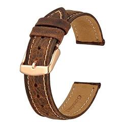 Anbeer 14mm -24mm Uhrenband, Retro Echtes Leder Armband, Vintage Ersatzarmband for Männer Frauen, polierte Schnalle (Color : Rose Green, Size : 17mm) von MDATT
