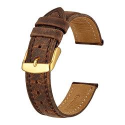 Anbeer 14mm -24mm Uhrenband, Retro Echtes Leder Armband, Vintage Ersatzarmband for Männer Frauen, polierte Schnalle (Color : Silver white, Size : 23mm) von MDATT