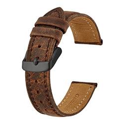 Anbeer 14mm -24mm Uhrenband, Retro Echtes Leder Armband, Vintage Ersatzarmband for Männer Frauen, polierte Schnalle (Color : Smokey Mauve, Size : 22mm) von MDATT