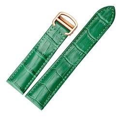 Armband echtes Leder Watch Strap 18/20 / 22mm Armband Compatible With Männer/Frau ersetzen Uhrenarmbande Compatible With Cartier Tank Solo (Color : Green rose gold, Size : 20mm) von MDATT