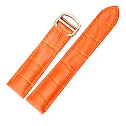 Armband echtes Leder Watch Strap 18/20 / 22mm Armband Compatible With Männer/Frau ersetzen Uhrenarmbande Compatible With Cartier Tank Solo (Color : Orange rose gold, Size : 18mm) von MDATT