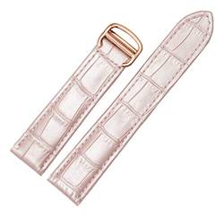 Armband echtes Leder Watch Strap 18/20 / 22mm Armband Compatible With Männer/Frau ersetzen Uhrenarmbande Compatible With Cartier Tank Solo (Color : Pink rose gold, Size : 18mm) von MDATT