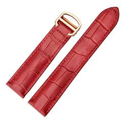 Armband echtes Leder Watch Strap 18/20 / 22mm Armband Compatible With Männer/Frau ersetzen Uhrenarmbande Compatible With Cartier Tank Solo (Color : Red rose gold, Size : 16mm) von MDATT