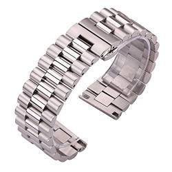 Edelstahl Uhrenarmbänder Armband Frauen Männer Silber Massive Metall Uhrenband 16mm 18mm 20mm 21mm 22mm Zubehör (Color : Silver, Size : 18mm) von MDATT
