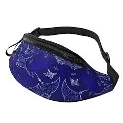 Gürteltasche mit Manta Ray und Fisch für Laufen, Wandern, Reisen, Workout, Hund, Spazierengehen, Sport, Angeln, Hüfttasche, Schwarz , Einheitsgröße von MDATT