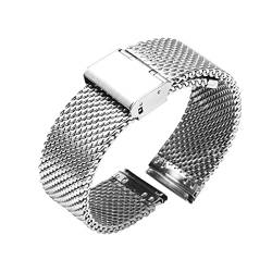 MDATT 18mm 20mm 22mm 24mm Milanese Watchband Schnellspanner Uhr Band Mesh Edelstahlband Armband Armband Schwarz (Color : Silver, Size : 20mm) von MDATT