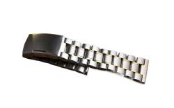 MDATT Edelstahl Uhrenarmbandband 14mm 16mm 18mm 19mm 20mm 21mm 22mm 24mm 26mm poliert Silber Armband Ersatz Armband (Color : Silver gold, Size : 26mm) von MDATT