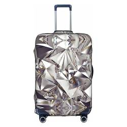 MDATT Personalisierte Gepäckabdeckung, Koffer-Schutz, passend für 45,7-81,3 cm Gepäck für Reisen, Sommer, Strand, Urlaub, glitzerndes abstraktes Diamant-Kristallmuster, weiß, L von MDATT