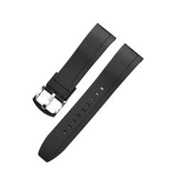 MDATT Quick Release Armbands Qualität Silikon-Gummi-Uhr-Träger 20mm 22mm 24mm wasserdichte tauchen männer Uhren Zubehör (Color : Black silver, Size : 20mm) von MDATT