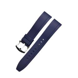 MDATT Quick Release Armbands Qualität Silikon-Gummi-Uhr-Träger 20mm 22mm 24mm wasserdichte tauchen männer Uhren Zubehör (Color : Blue silver, Size : 24mm) von MDATT