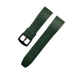 MDATT Quick Release Armbands Qualität Silikon-Gummi-Uhr-Träger 20mm 22mm 24mm wasserdichte tauchen männer Uhren Zubehör (Color : Green black, Size : 24mm) von MDATT