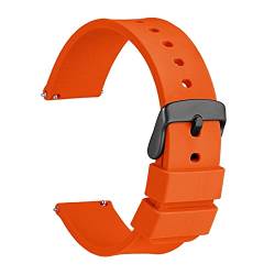 MDATT Uhrenband 14mm 18mm 20mm 22mm 24mm Silikon Sport Watch Strap Herren Frauen Replementband Gummi Armband Edelstahlschnalle (Color : Orange, Size : 19mm) von MDATT