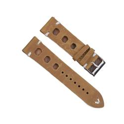 Massivfarbband Armband Echtes Leder Handstich Vintage Strap Compatible With Rolex Watch Armbands Gurt 18mm 20mm 22mm 24mm for Männer (Color : Yellow, Size : 18mm) von MDATT
