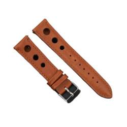 Massivfarbband Armband Echtes Leder Handstich Vintage Strap Compatible With Rolex Watch Armbands Gurt 18mm 20mm 22mm 24mm for Männer (Color : Yellow Brown, Size : 20mm) von MDATT