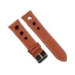 Massivfarbband Armband Echtes Leder Handstich Vintage Strap Compatible With Rolex Watch Armbands Gurt 18mm 20mm 22mm 24mm for Männer (Color : Yellow Brown-WH line, Size : 18mm) von MDATT