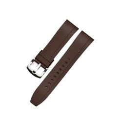 Quick Release Watch Bands Premium Grad Silikon-Gummi-Uhr-Träger 20mm 22mm 24mm wasserdichte Passform for Männer Frauen Uhren Zubehör (Color : Brown silver, Size : 20mm) von MDATT