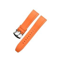 Quick Release Watch Bands Premium Grad Silikon-Gummi-Uhr-Träger 20mm 22mm 24mm wasserdichte Passform for Männer Frauen Uhren Zubehör (Color : Orange silver, Size : 22mm) von MDATT