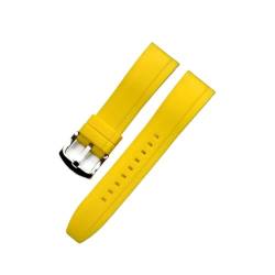 Quick Release Watch Bands Premium Grad Silikon-Gummi-Uhr-Träger 20mm 22mm 24mm wasserdichte Passform for Männer Frauen Uhren Zubehör (Color : Yellow silver, Size : 20mm) von MDATT