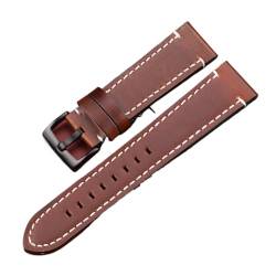 Vintage Echtes Leder Armbands 7 Farben Gürtel 18mm 20mm 22mm 24mm Frauen Männer Rindsleder Uhr Band Strap Zubehör (Color : Dark Brown Black, Size : 20mm) von MDATT