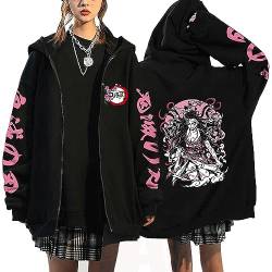 MDEM Anime Sweatshirt Kimetsu No Yaiba Demon Slayer Zipper Jackets Kokushibo Kamado Nezuko Hoodies Kyoujurou Long Sleeve Sweatshirts-style10||S von MDEM