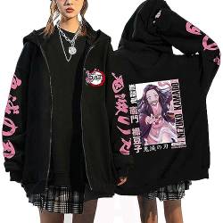 MDEM Anime Sweatshirt Kimetsu No Yaiba Demon Slayer Zipper Jackets Kokushibo Kamado Nezuko Hoodies Kyoujurou Long Sleeve Sweatshirts-style9||L von MDEM