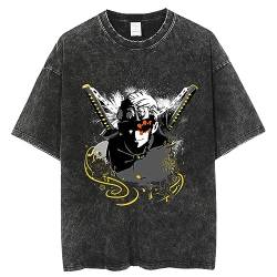 MDEM Vintage Gewaschen Männer T Shirt Anime Dämon Slayer Rengoku Kyojuro Druck T-Shirts Baumwolle Casual Tees Streetwear Harajuku Tops-style7||XXL von MDEM