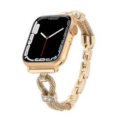 Glitzer Armband Kompatibel mit Apple Watch Armband Serie 9 41MM Metall, Frauen Strass Armbänder Mode Kettenglied Diamant Metall Ersatz Armbänder für iWatch 38/40MM SE Serie 9/8/7/6/5/4/3/2/1, Gold von MDJYMYZ