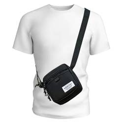 Handy Umhängetasche Herren, Handy Schultertasche Herren Klein, Unisex Herrentasche Handytasche zum Umhängen Geldbörse Kleine Messenger Bag Brusttasche Bürotasche Business Tasche Crossbody Bag, Schwarz von MDJYMYZ