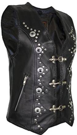 Damen Lederweste, Bikerweste, Motorradlederweste, Clubweste, Chopperweste, Rocker Weste, Kutte, Vest, Leather Vest, Leather Waistcoat (M) von MDM