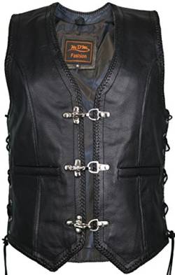 Damen Lederweste, Bikerweste, Motorradlederweste, Clubweste, Chopperweste, Rocker Weste, Kutte, Vest, Leather Vest, Leather Waistcoat (XXL) von MDM