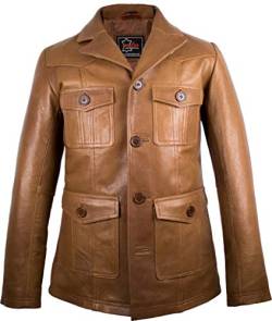 Herren Lederjacke aus weichem Rindnappaleder, 70er Jahre Style (2XL) von MDM