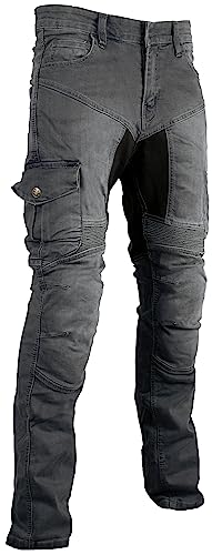 MDM Cargo Motorradjeans für Herren mit Protektoren in Grau (Gr. W42 / L32) von MDM