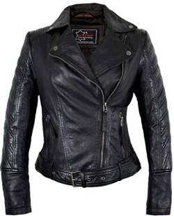 MDM Damen Lederjacke im Biker Stil aus echtem Leder (44) von MDM