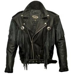 MDM Fransen Chopper Lederjacke in schwarz (2XL) von MDM